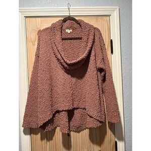 POL Sweater Womens Medium Mocha Boucle Knit Cowl Neck